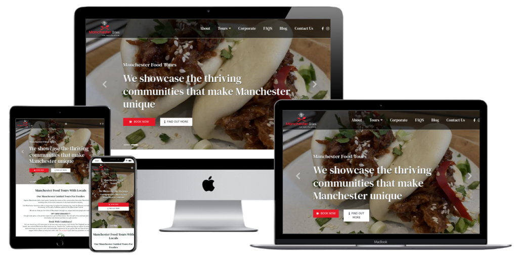 Manchester Bites food-tour web design screenshot