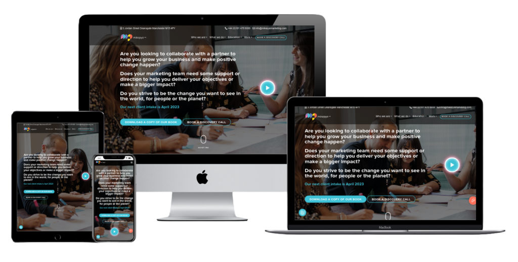 Responsive mock-up for Mike Pye Marketing