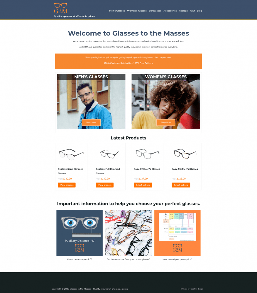 Glasses to the Masses homepage screenshot