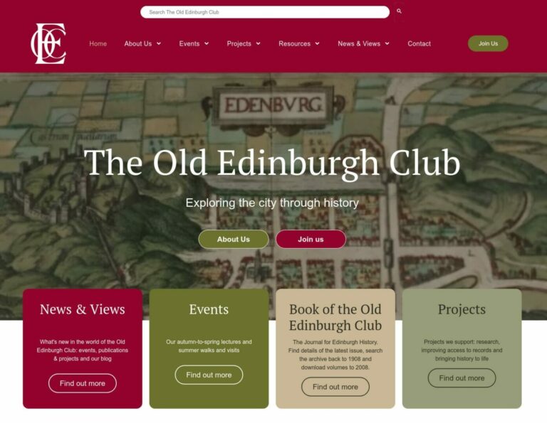Old Edinburgh Club new homepage design